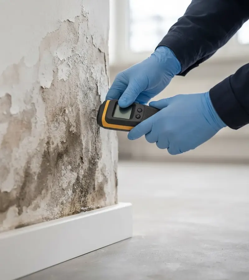 Muro con umidità di risalita e distacco dell'intonaco a Reggio Emilia